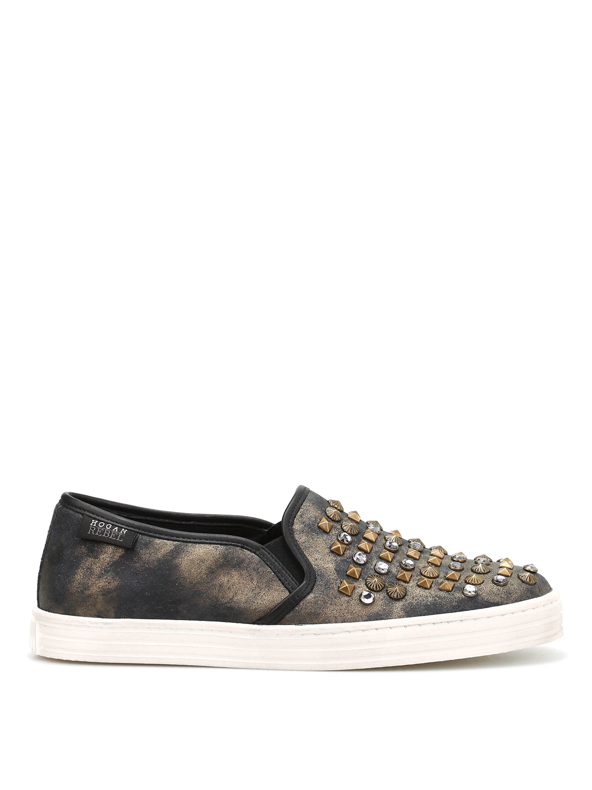 HOGAN REBELレザースタッズ付きく紺色ハイカットスニーカー35 HOGAN REBELレザースタッズ付きく紺色ハイカットスニーカー35