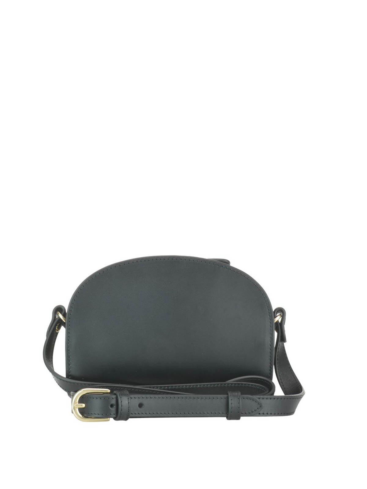 Shop Apc Black Leather Half-moon Bag In Negro