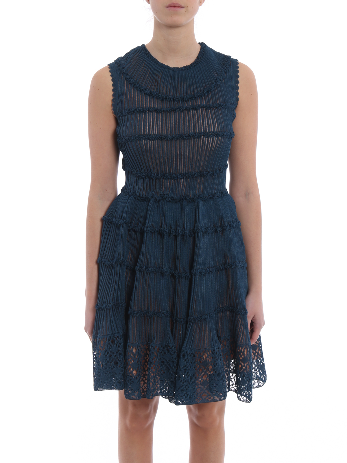 alaia blue dress Light Blue Fluid Jersey Dress with Heart Detail | ALAIA