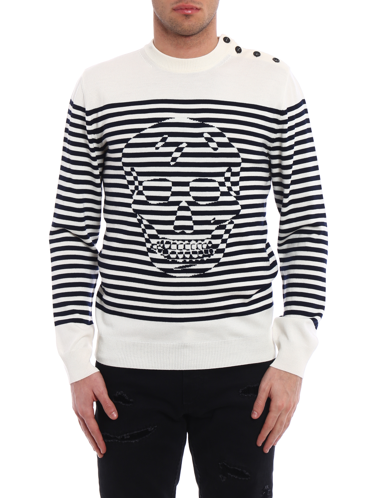 Alexander Mcqueen Skull wool crew neck sweater|MM1506986Q1AKI9282