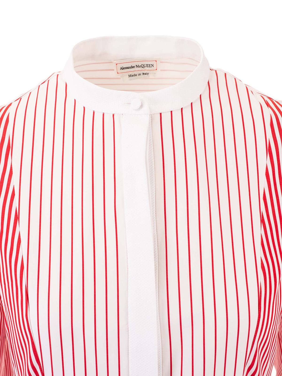 Alexander Mcqueen Striped shirt dress in red and white