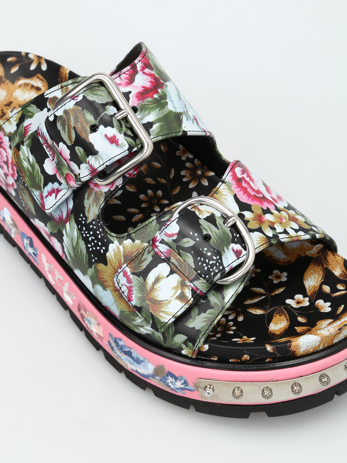 値下 新品AlexanderMcQueen カモフラージュ柄サンダル サイズ40 Alexander Mcqueen Multifloral print leather sandals|462287WHPT01049