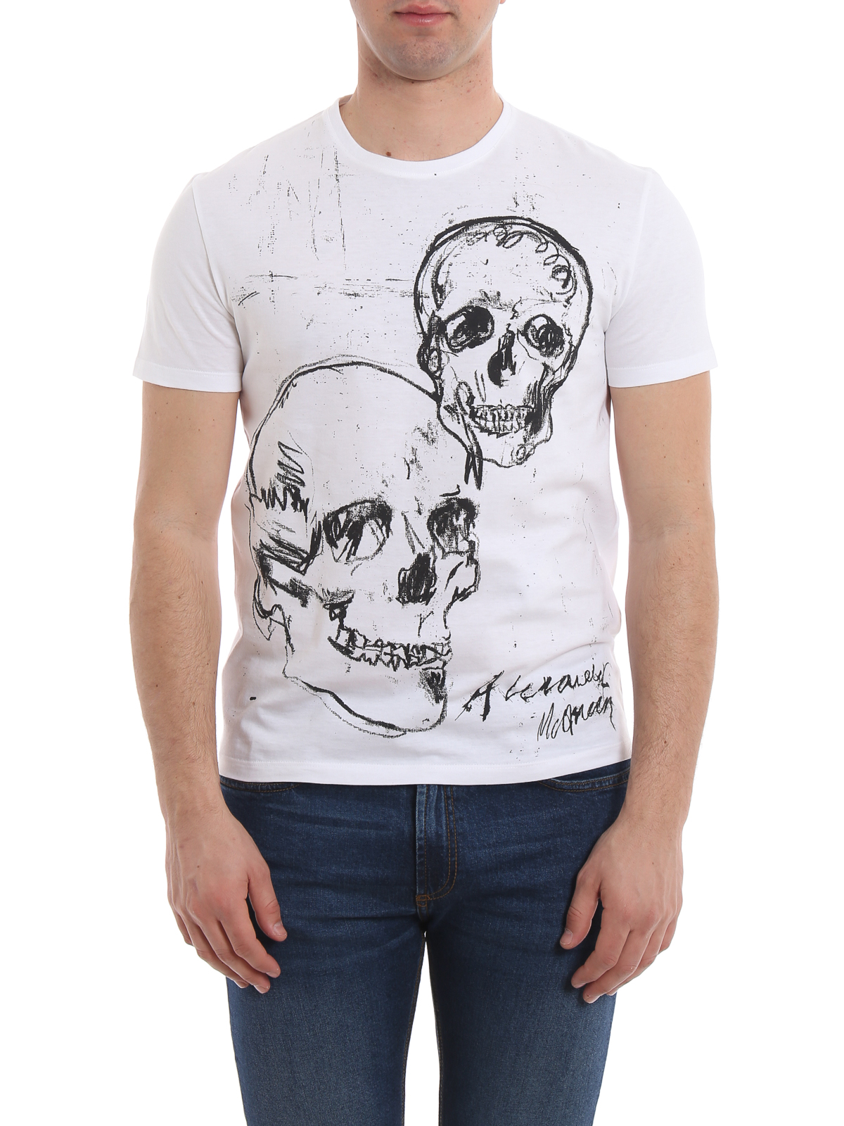 T-shirts Mcqueen - Hand painted effect Skull T-shirt -
