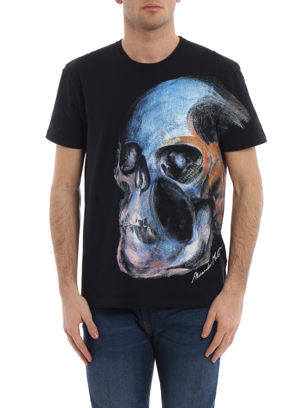 T-shirts Alexander - Painting effect Skull print black T-shirt - 550475QMZ610901