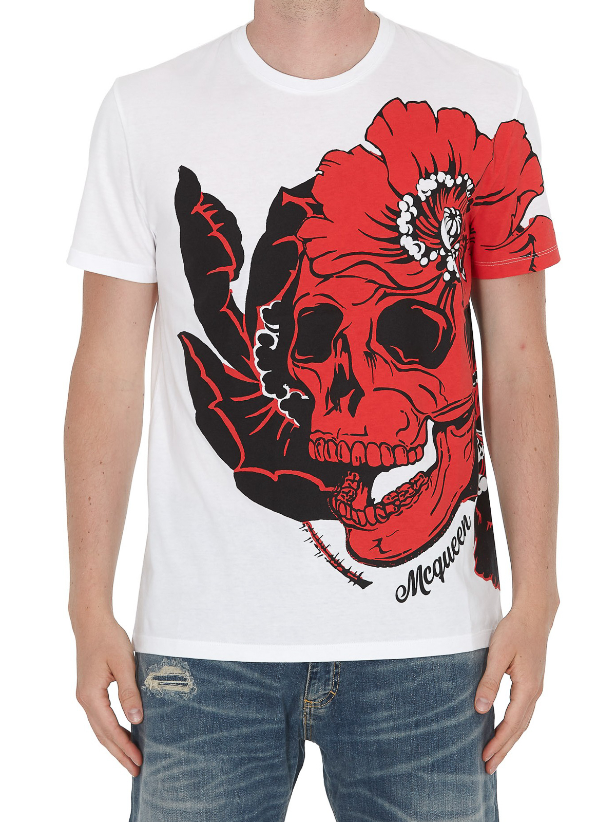 T-shirts Alexander Mcqueen - Skull In Bloom T-shirt - 626674QPZ590900