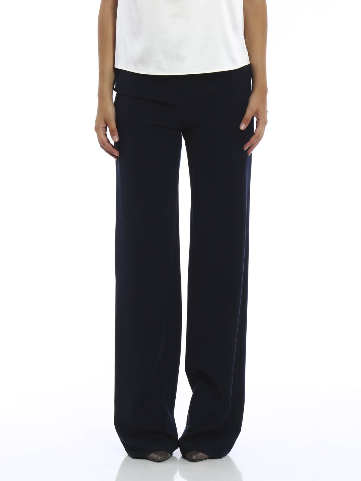 Armani Collezioni Wide leg cady trousers - Blue|UMP05TUM015923