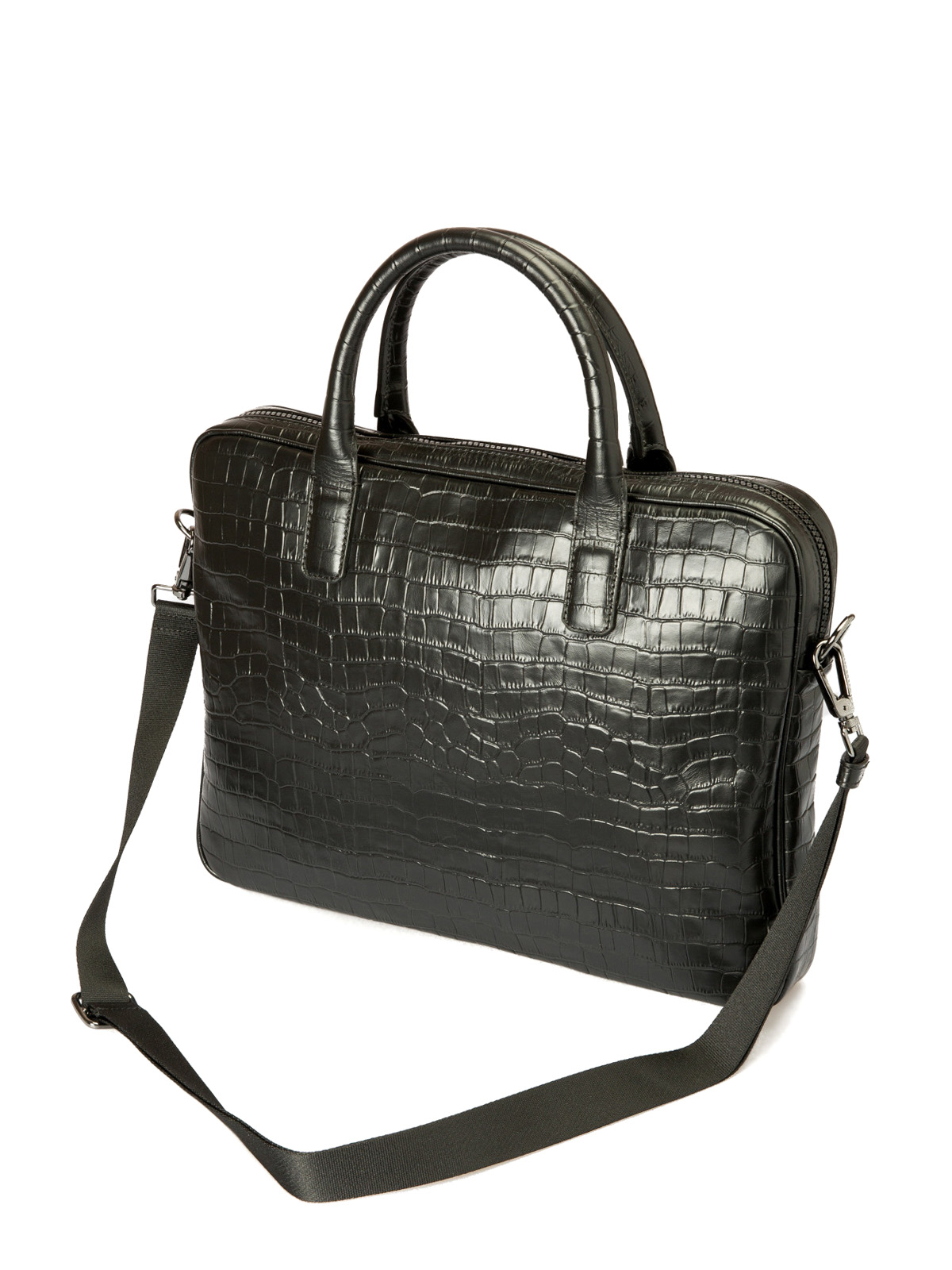 Armani Collezioni Croco print black leather