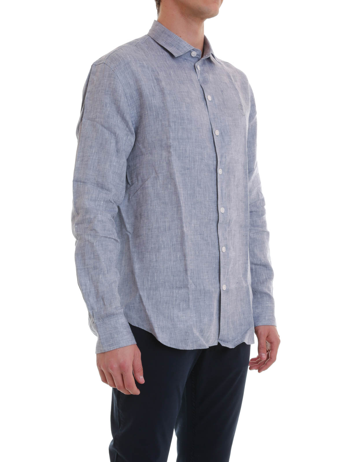 armani collezioni dress shirt Armani Collezioni Navy White Striped Shirt Size 41/16