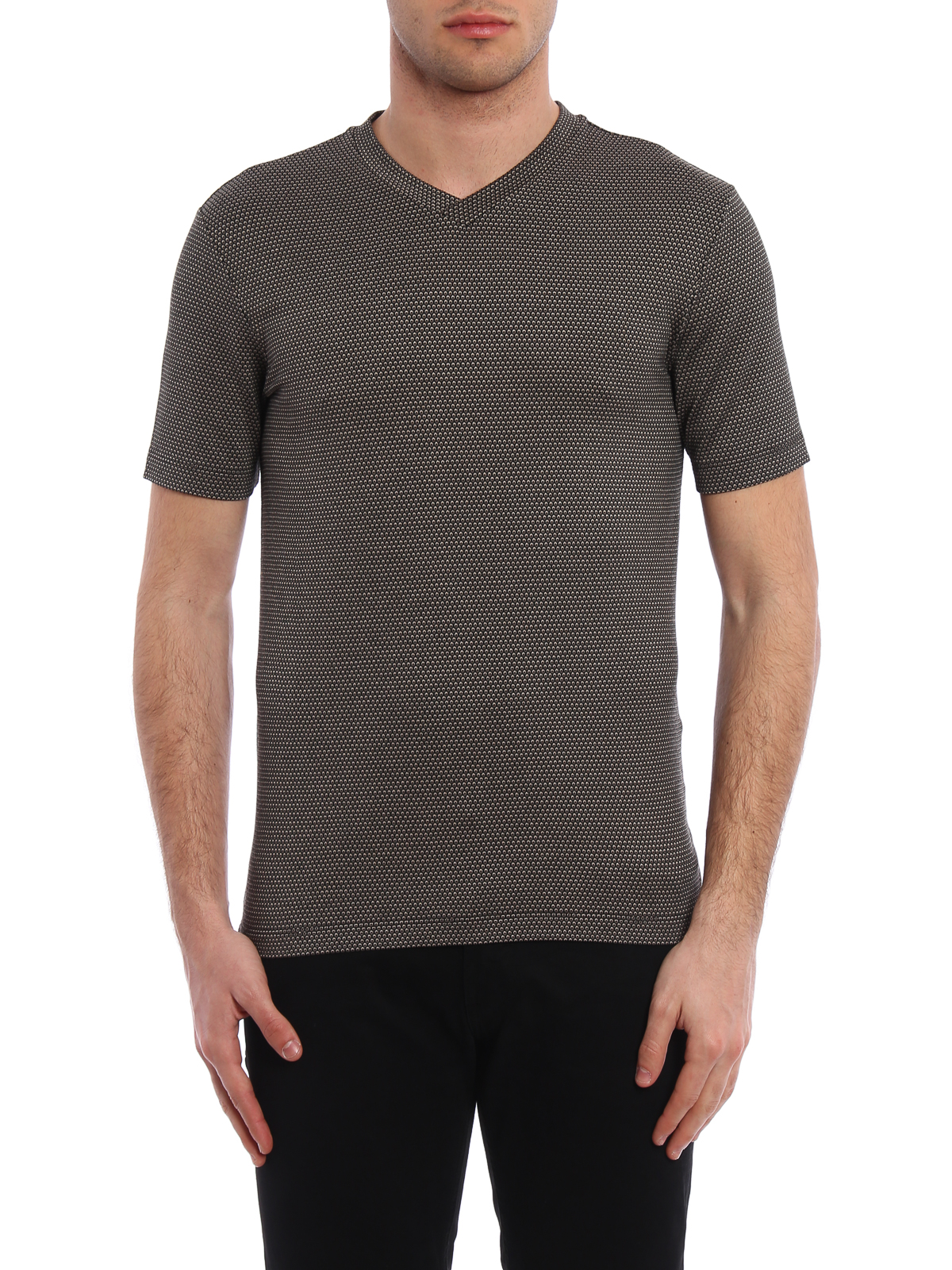 ARMANI COLLEZIONI ダークグレー ニット L Armani Collezioni Jacquard jersey T-shirt - Black