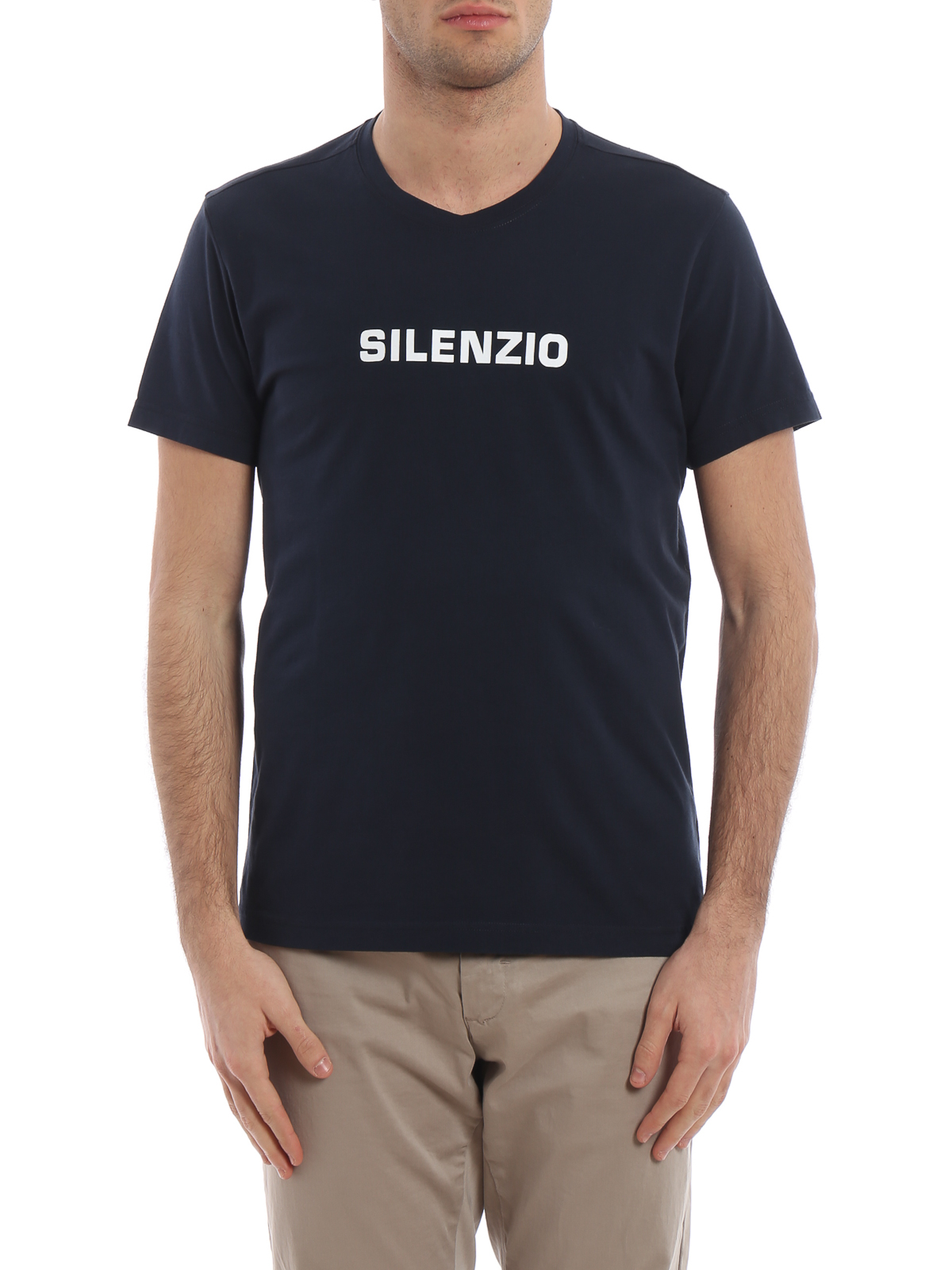 Shop Aspesi Silenzio Crew Neck Pure Cotton T-shirt In Dark Blue