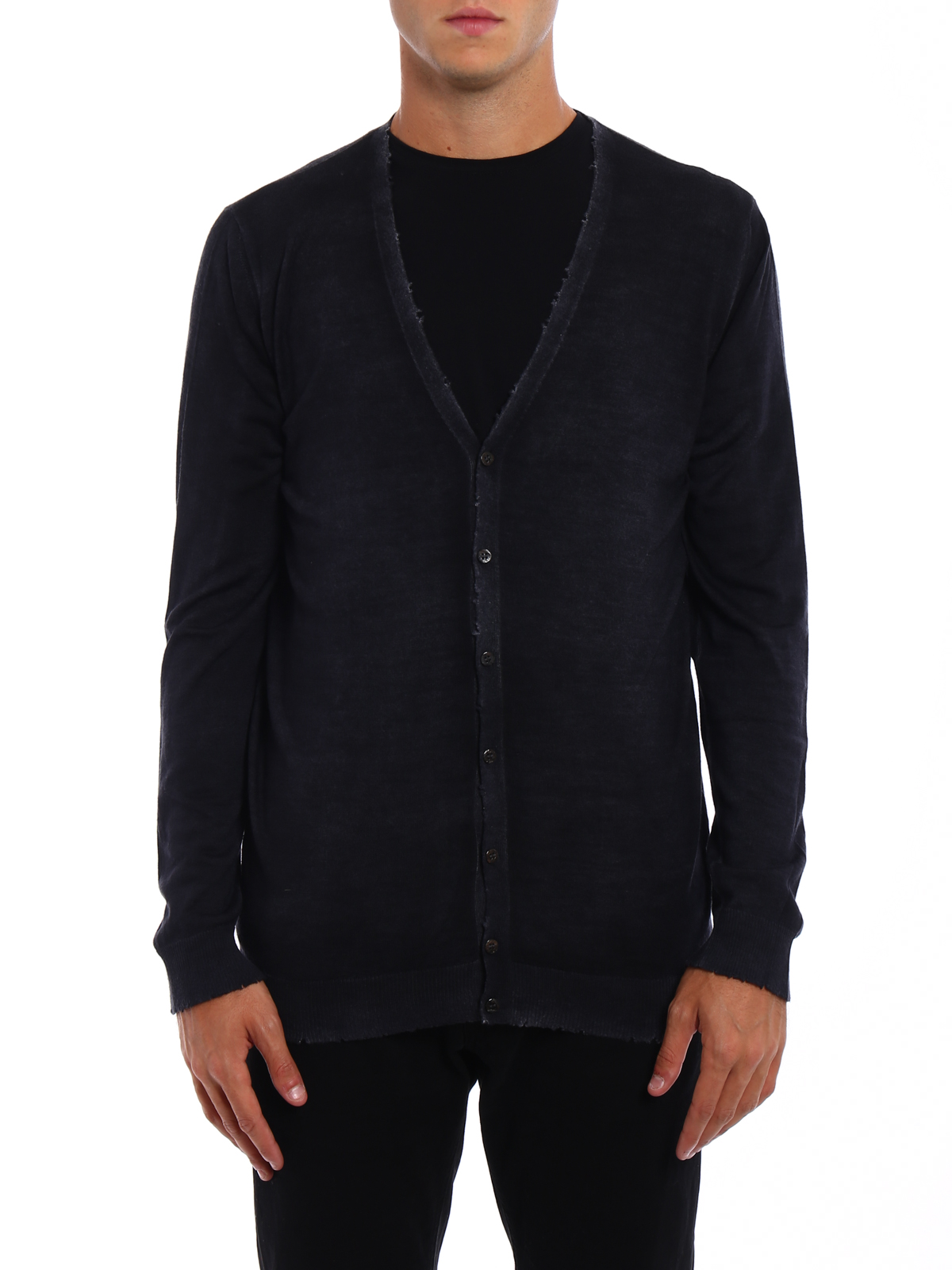 Avant Toi Cashmere silk destroyed cardigan|216U7102CSFVDV00023