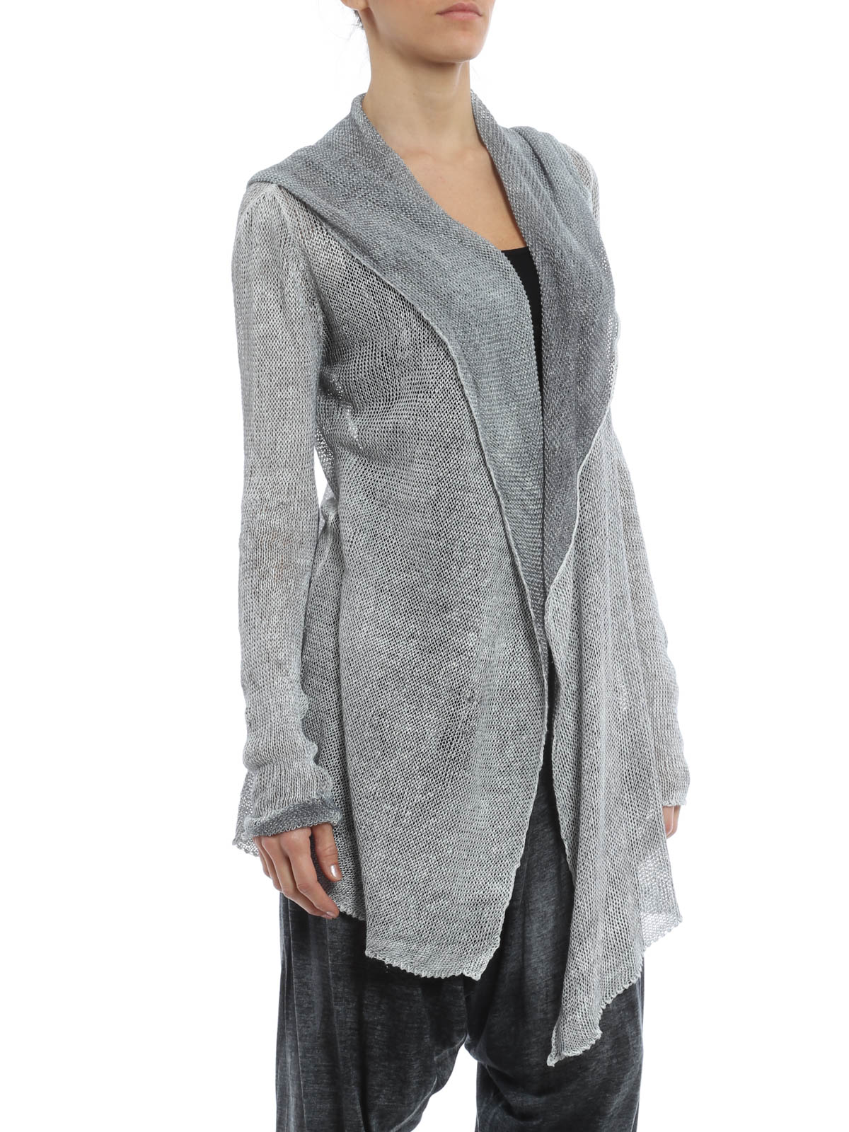Avant Toi Linen hooded cardigan - Silver|215D1426LSSVLV00002 display picture 1