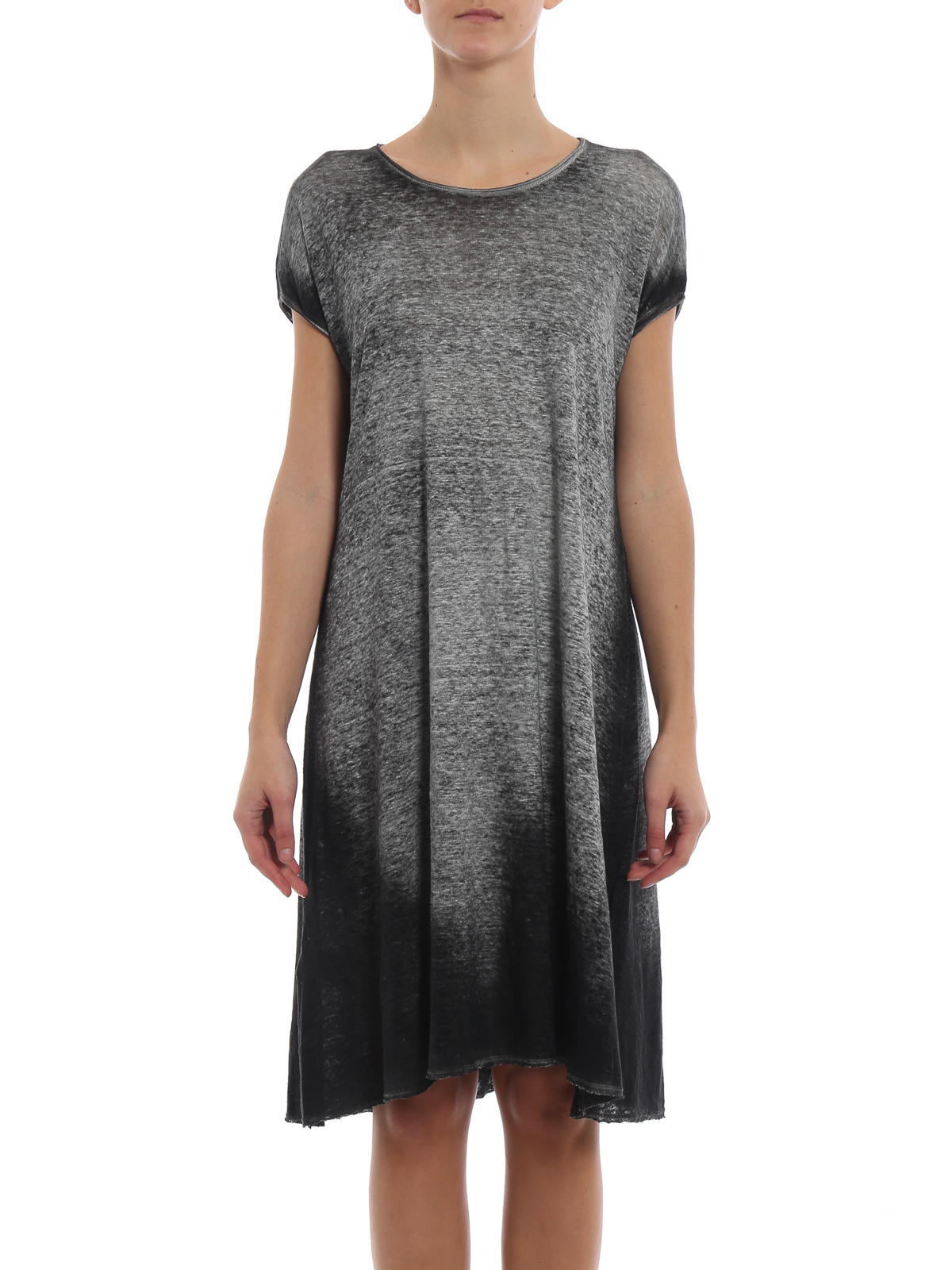 Avant Toi Hand painted linen A-line dress|218D1801JLIVHV00007
