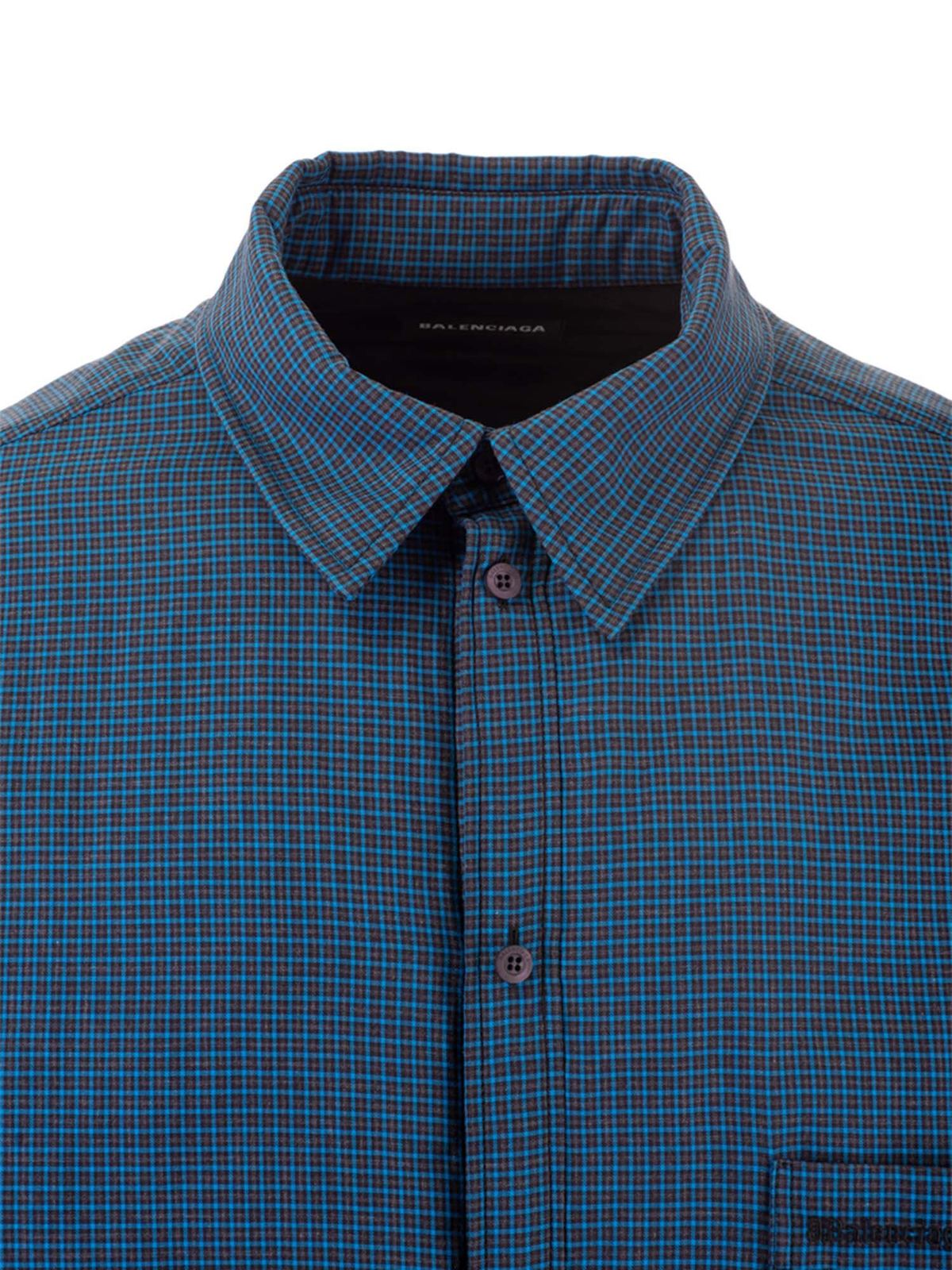 Balenciaga Padded flannel shirt - Blue - Men|642339TJM074324