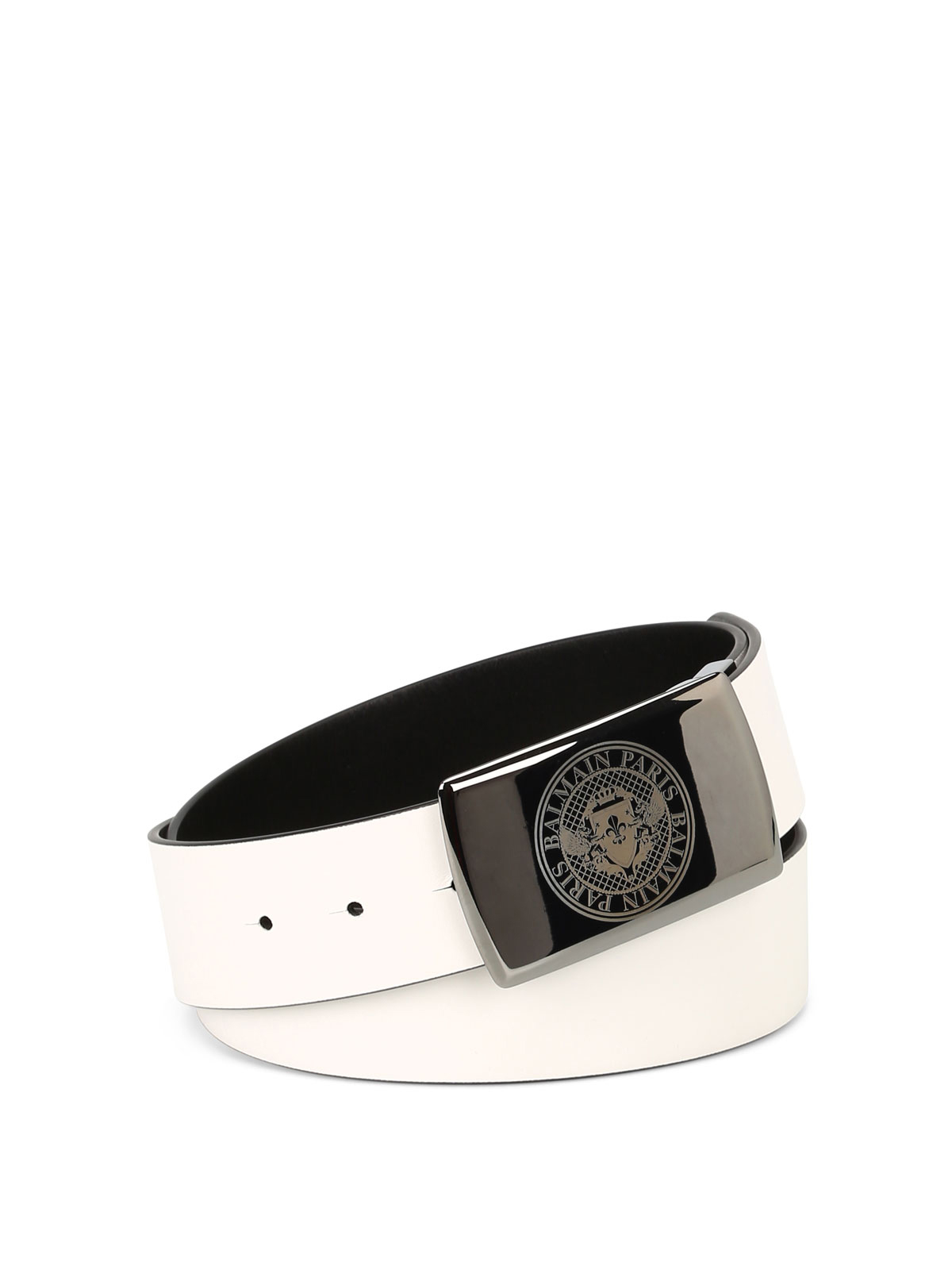 9*様 BALMAIN ベルト ホワイト×ブラック Balmain Black and white reversible belt - Black|S8HA122P106181