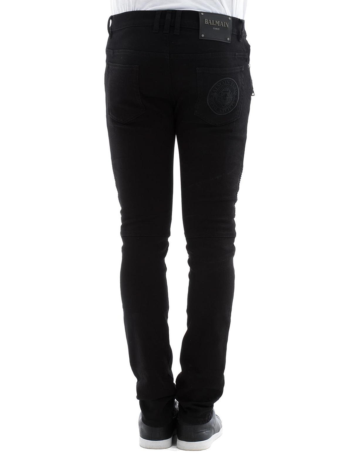 Straight leg Balmain - Black denim biker jeans - S8H9131T134176