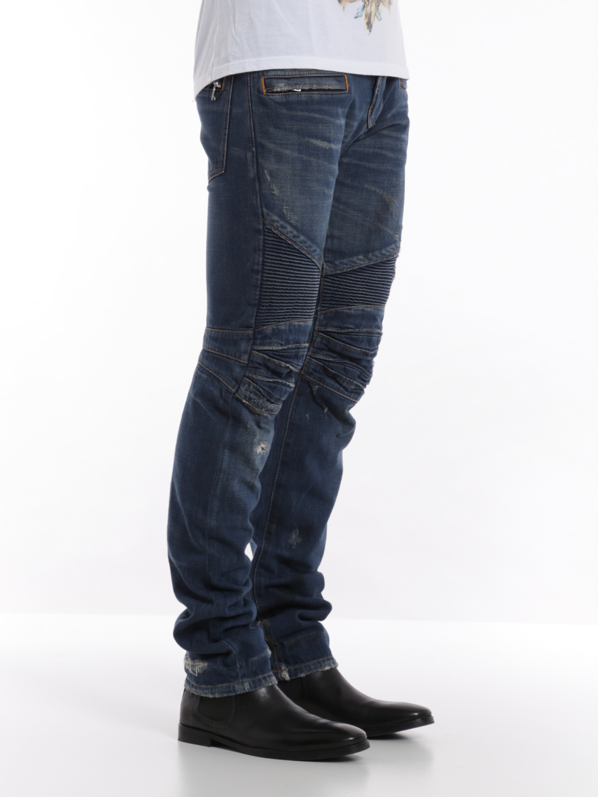 Straight leg Balmain - Motocross style jeans - W5HT503D210D154