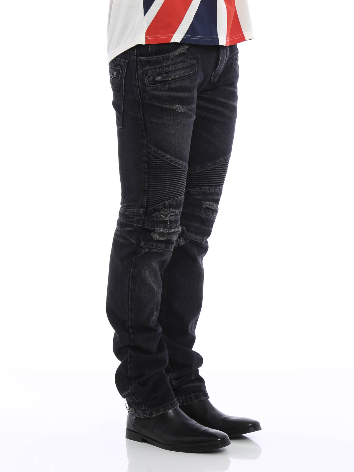 protest kom videre katastrofe Straight leg jeans Balmain - Vintage biker jeans - S6HT500B526V172