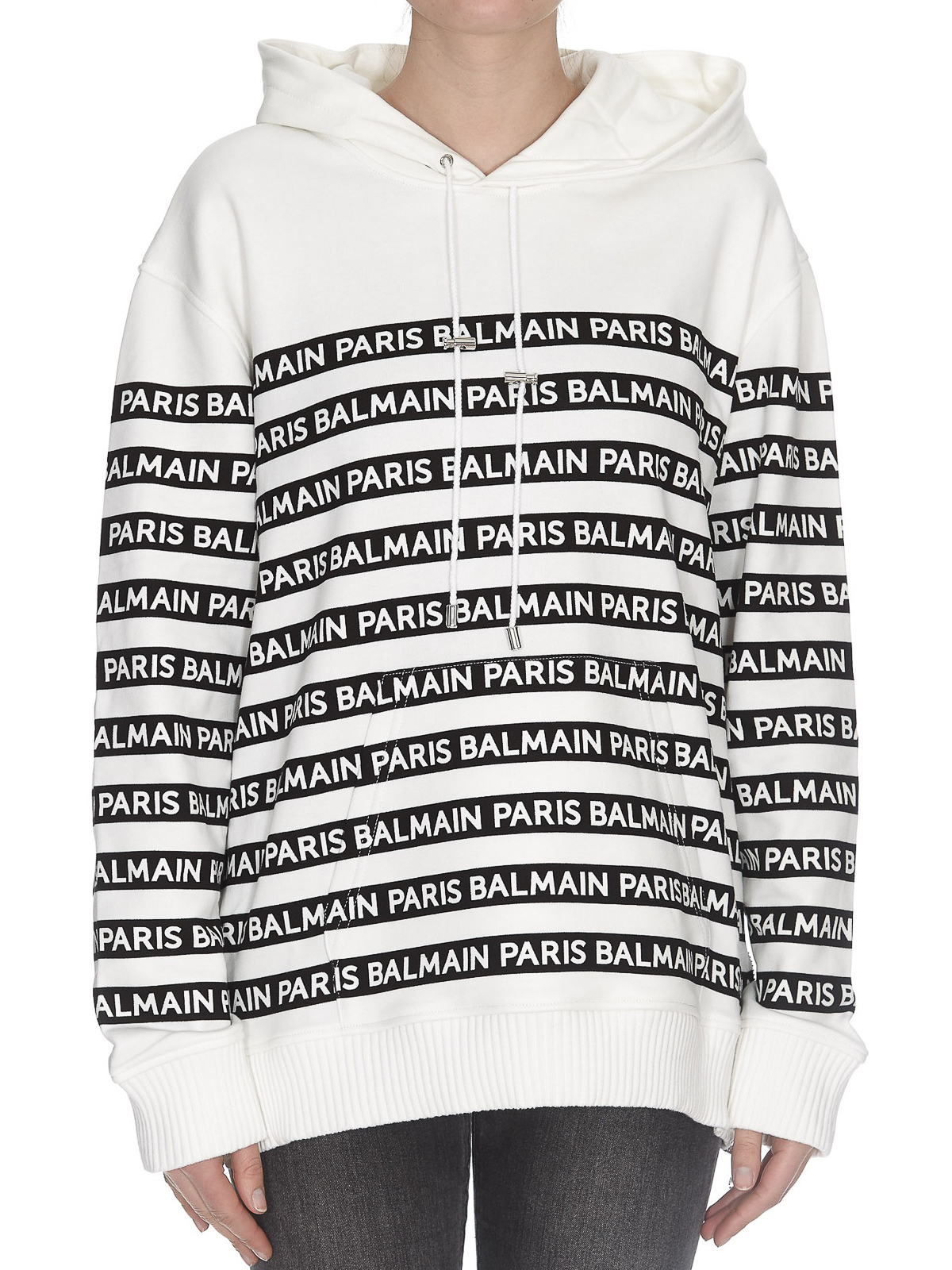 gidsel Misbruge Udelukke Sweatshirts & Sweaters Balmain - All over logo white cotton hoodie -  RF13751I076GAB