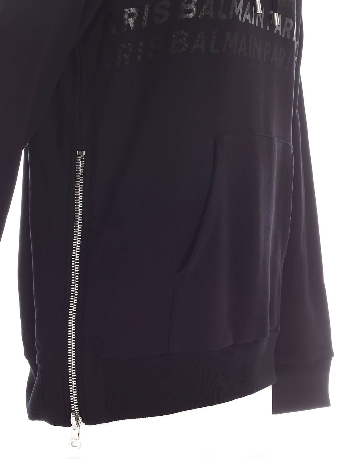 diagram Æble Vær stille Sweatshirts & Sweaters Balmain - Side zip sweatshirt in black -  UH03642I3800PA