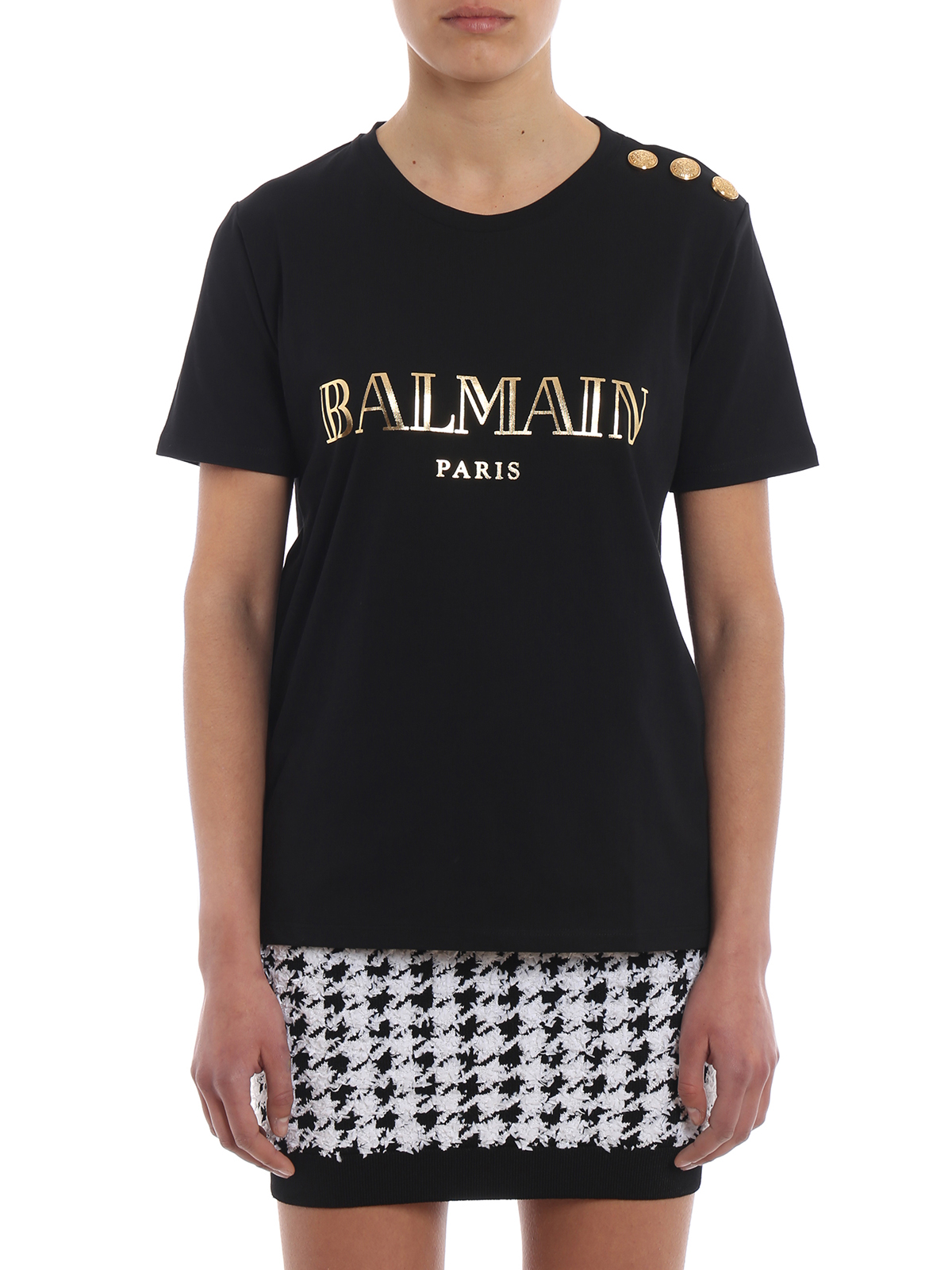 T-shirts - Balmain black T-shirt - SF11077I042EAD