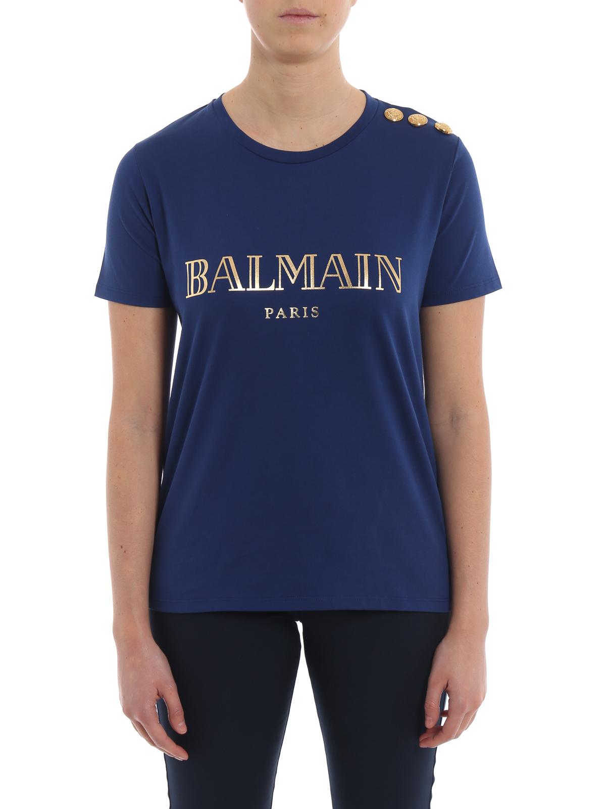 Balmain - Balmain blue cotton jersey - RF11077I042SAU