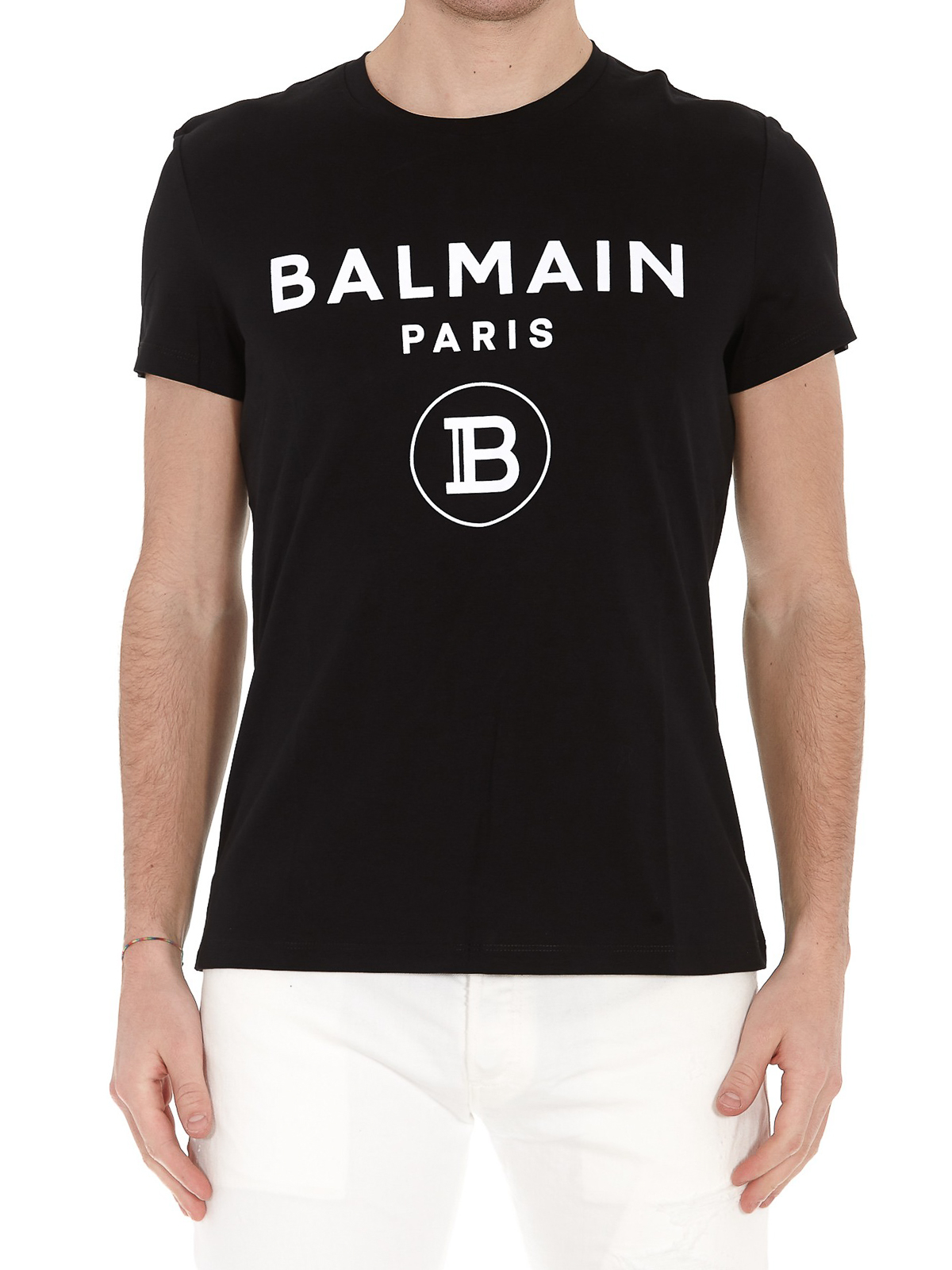 Uanset hvilken Påhængsmotor puls T-shirts Balmain - Balmain Paris logo black T-shirt - TH11601I2450PA