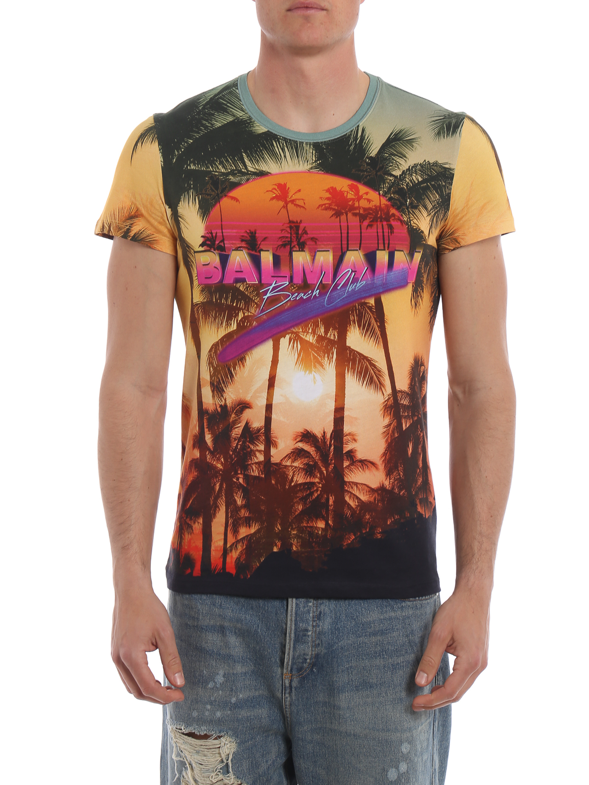 T-shirts Balmain - Beach Club print - RH11601I026AAA