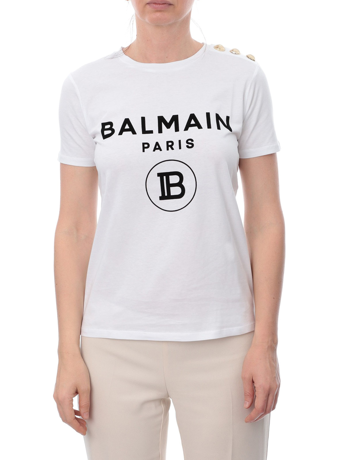 Balmain All Over Flock Logo Monogram Print Black T-shirt - T