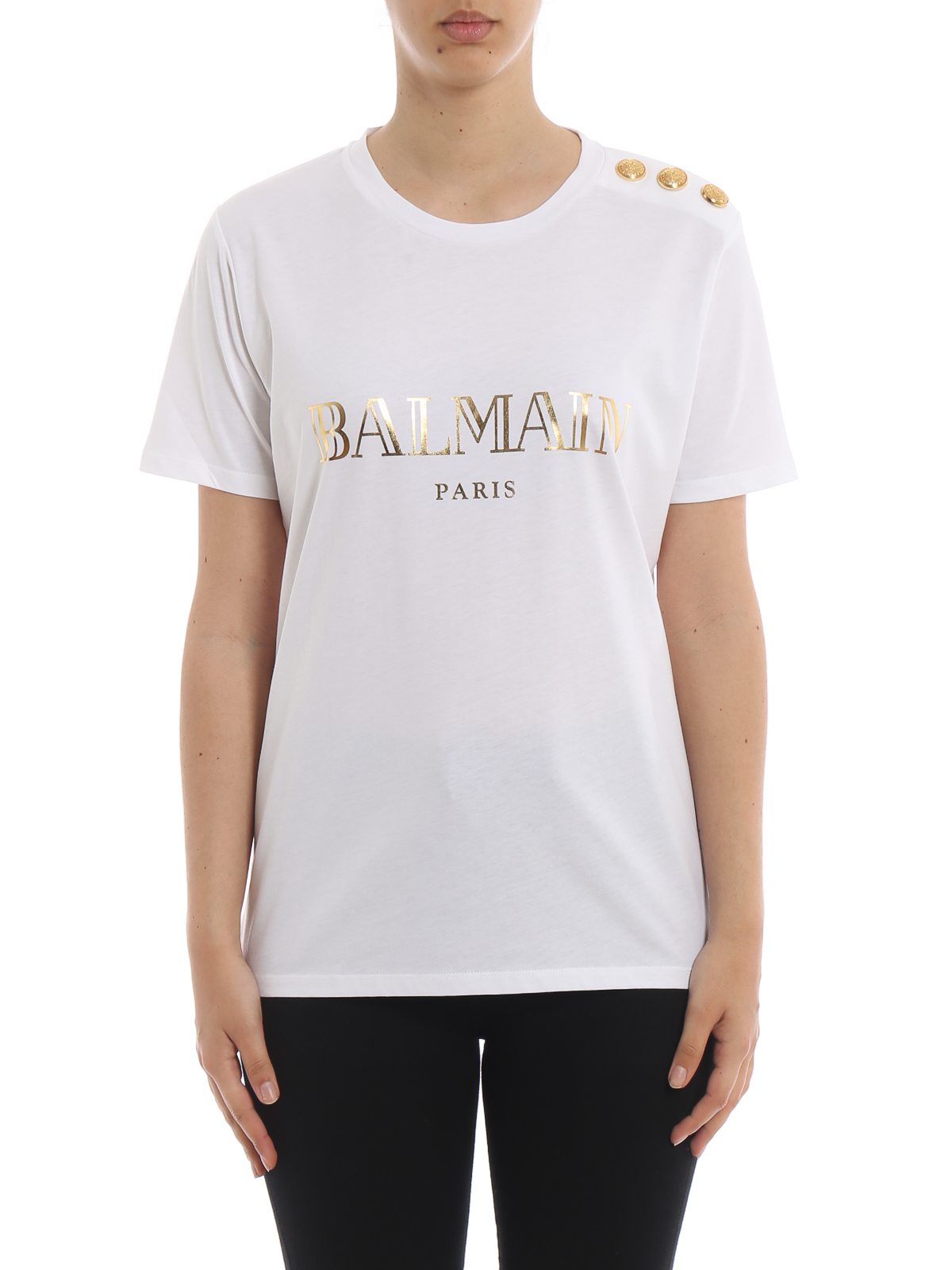 T-shirts Balmain white cotton T-shirt RF01322I170GAD