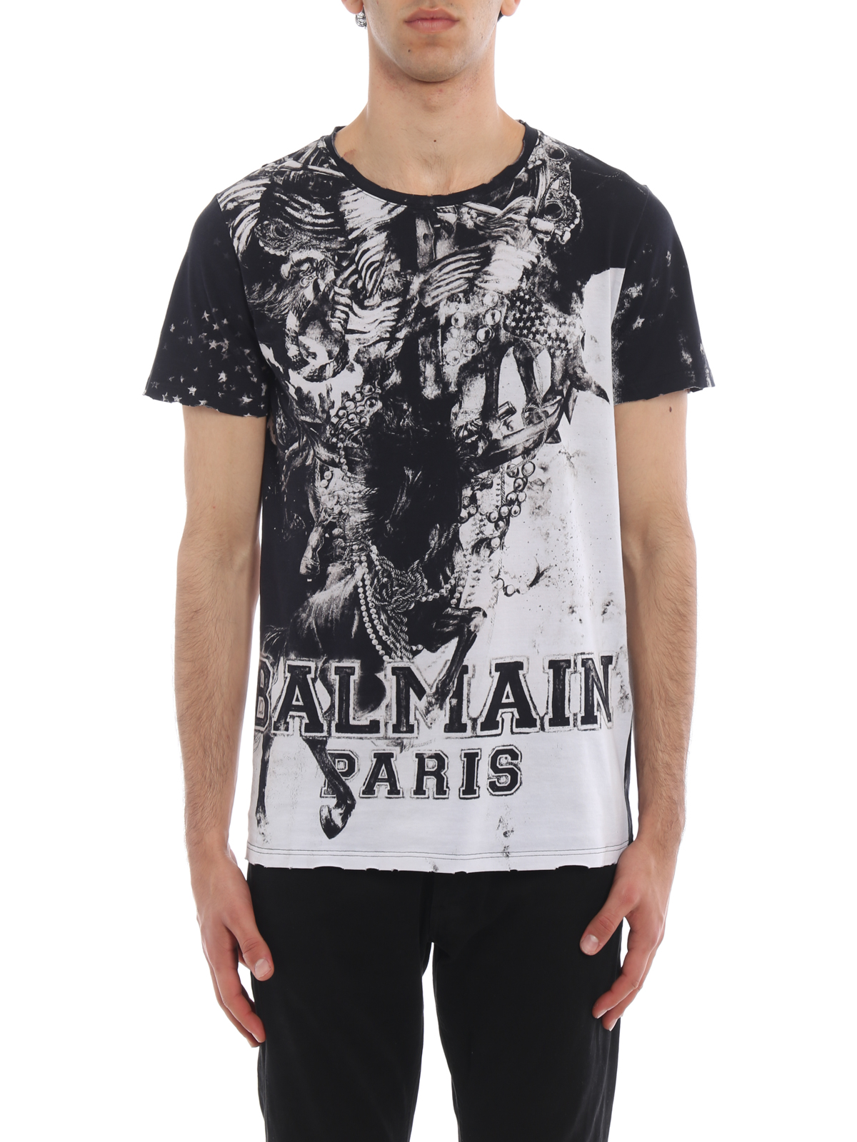 Balmain Horse print cotton T-shirt - Black - Men
