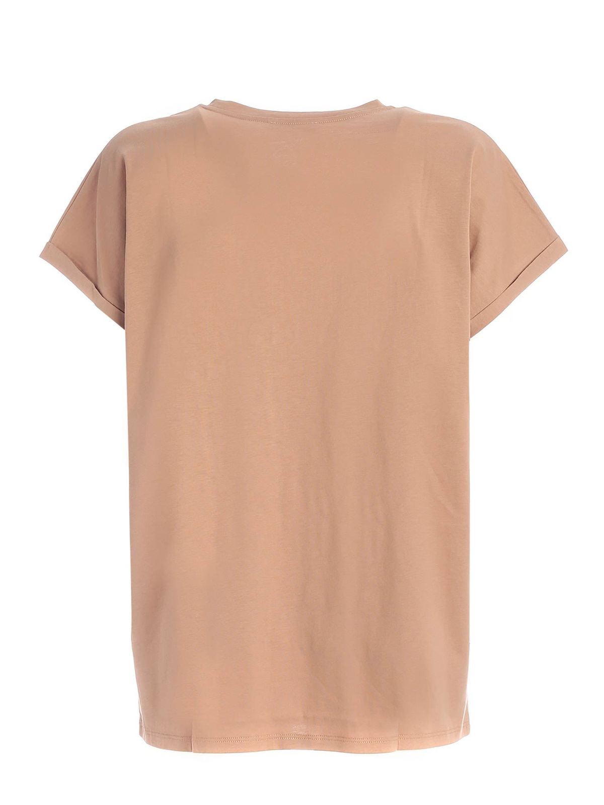 Logo patch T-shirt in nude color