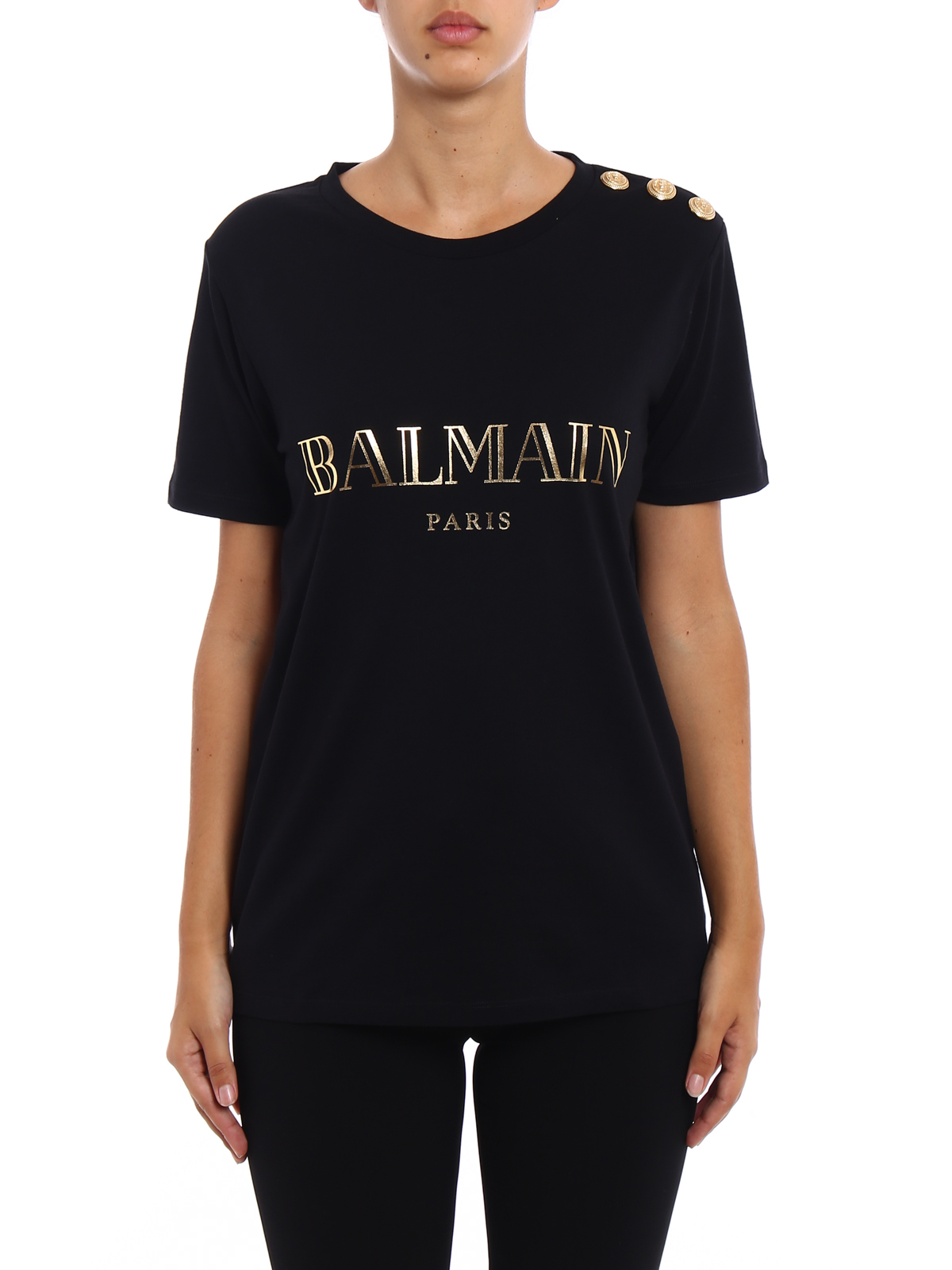 T-shirts Balmain - Logo print and buttons Tee - 108564326IC0100