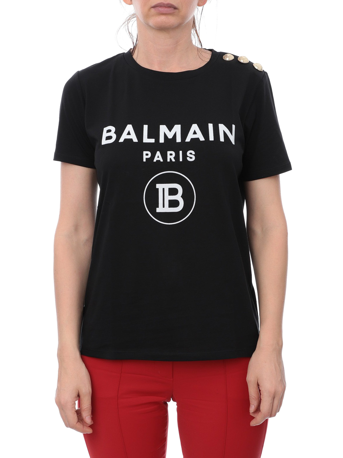 T-shirts Balmain - Regular-fit jersey logo print - SF11364I193EAB