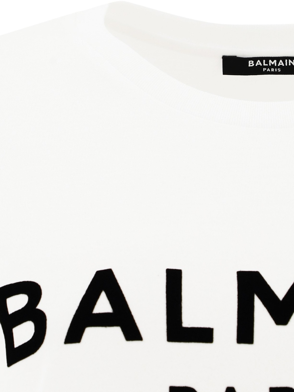 【関税込】BALMAIN Velvet logo t-shirt Balmain Velvet logo lettering T-shirt - White | UF11350I551GAB