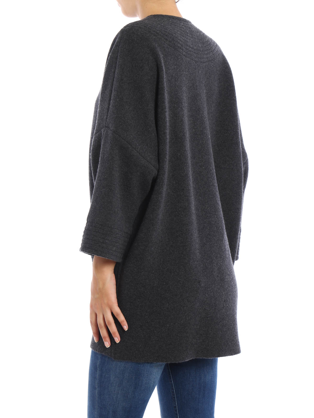 Blumarine Wool and cashmere short coat - Dark Grey | 70551803
