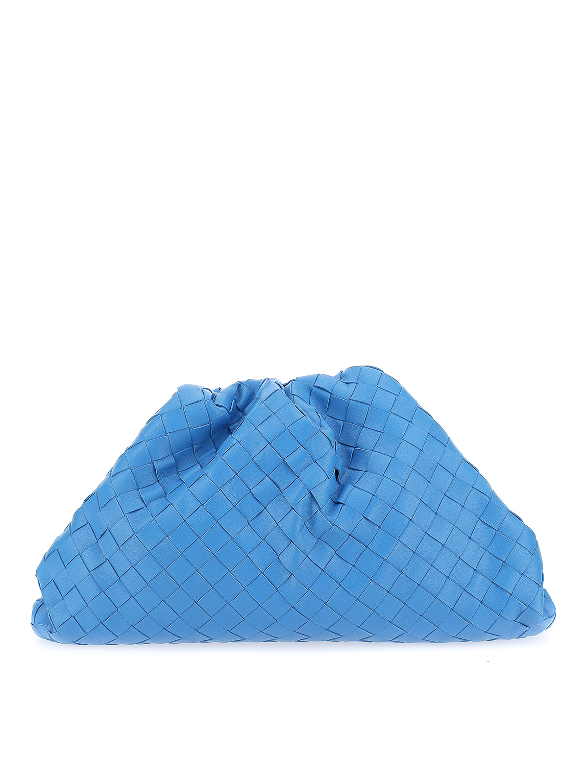 Bottega Veneta The Pouch woven leather clutch in blue|576175VCPP04616