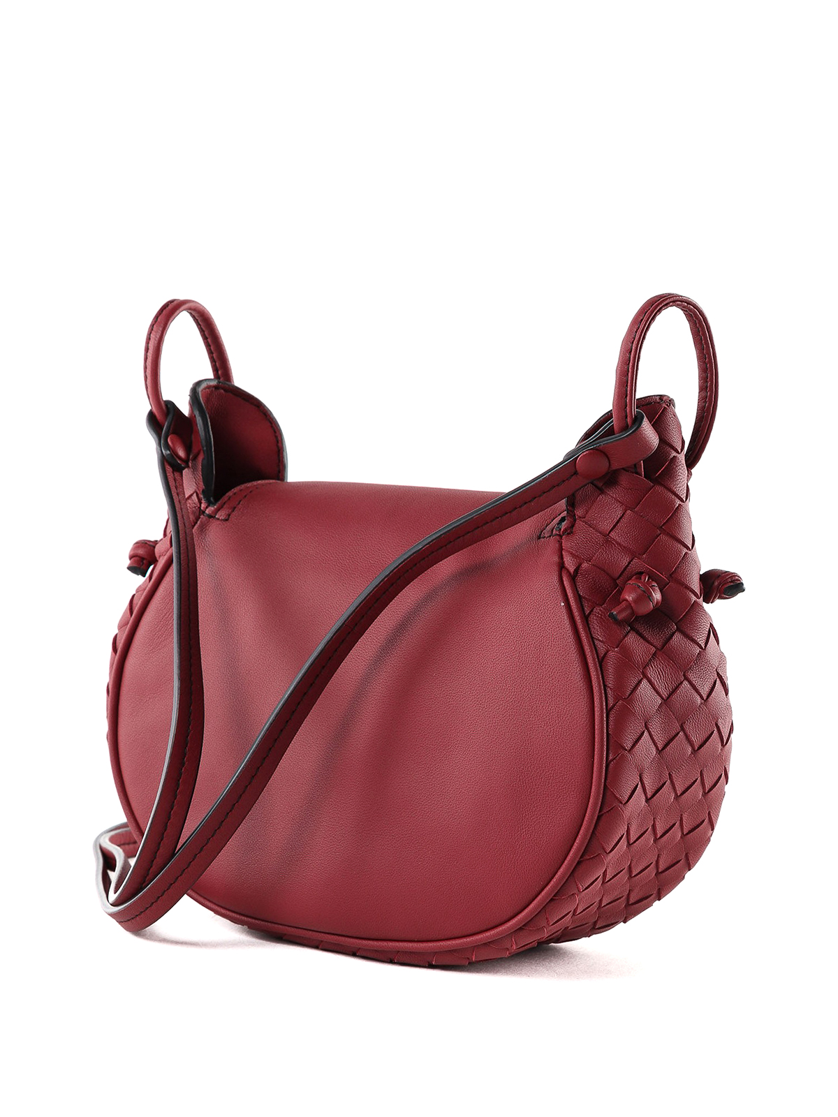 Bottega Veneta Nodini Shoulder Bag in Red Intrecciato Leather