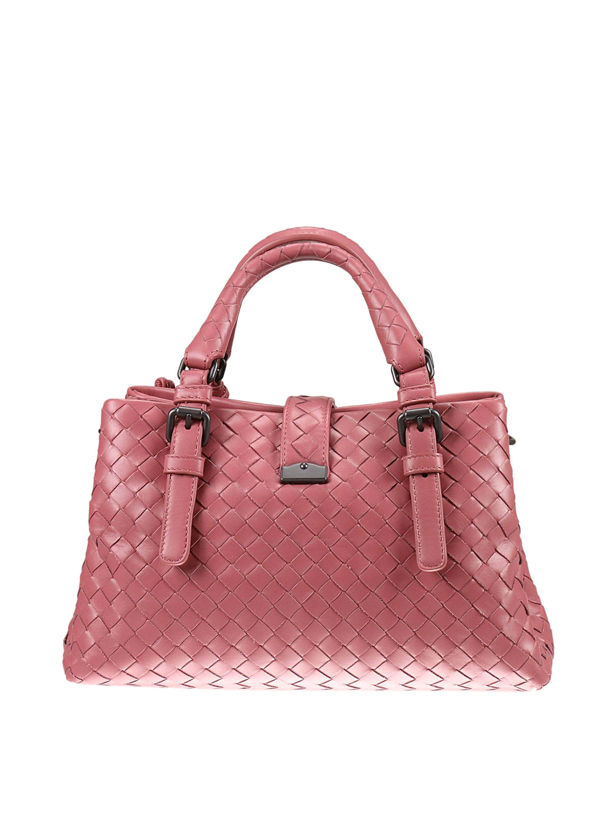 Bottega Veneta Roma Mini Shoulder Bag in Pink Intrecciato Leather