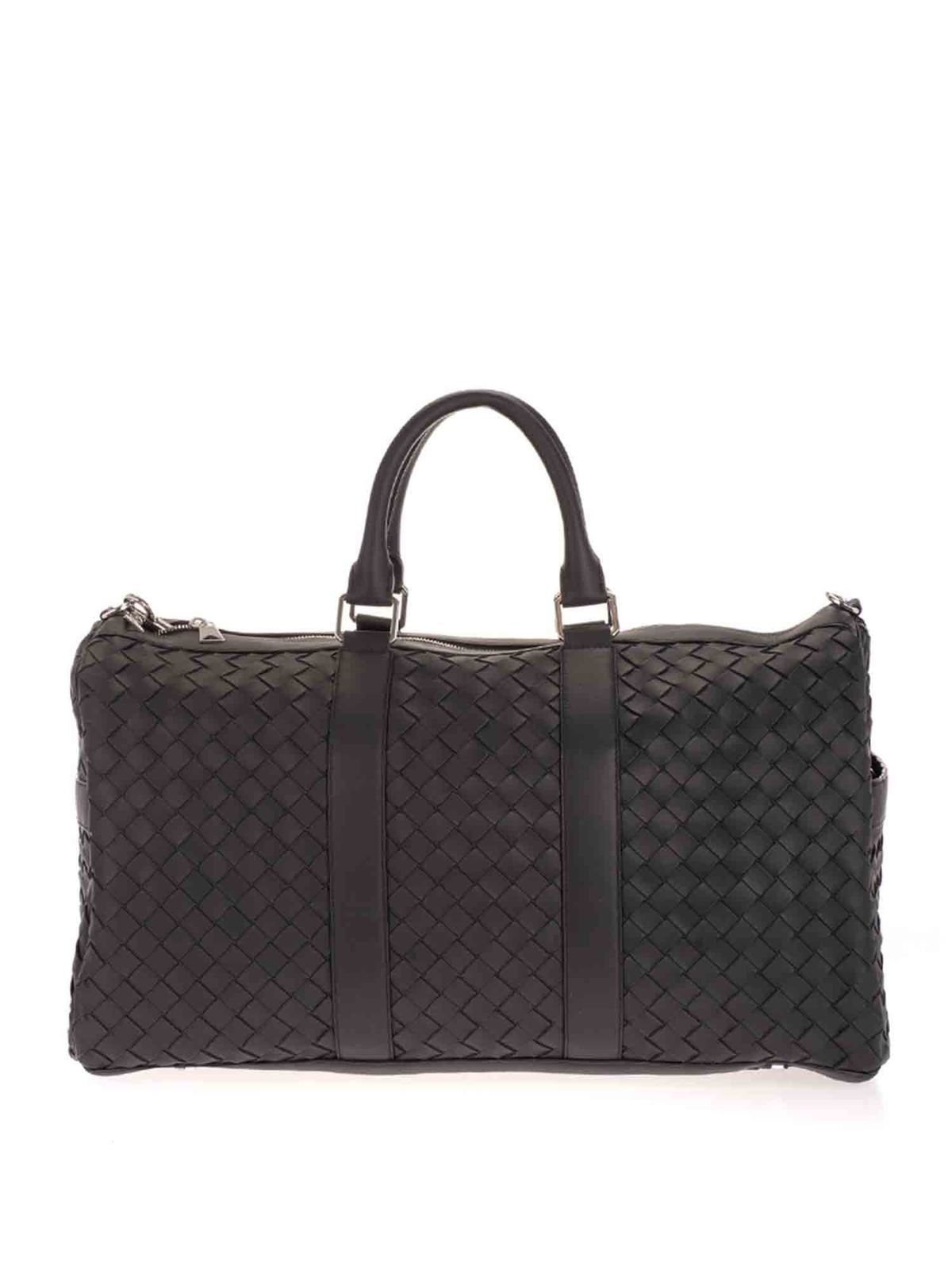 Leather Travel Duffle Bag for Men, Woven Carry On