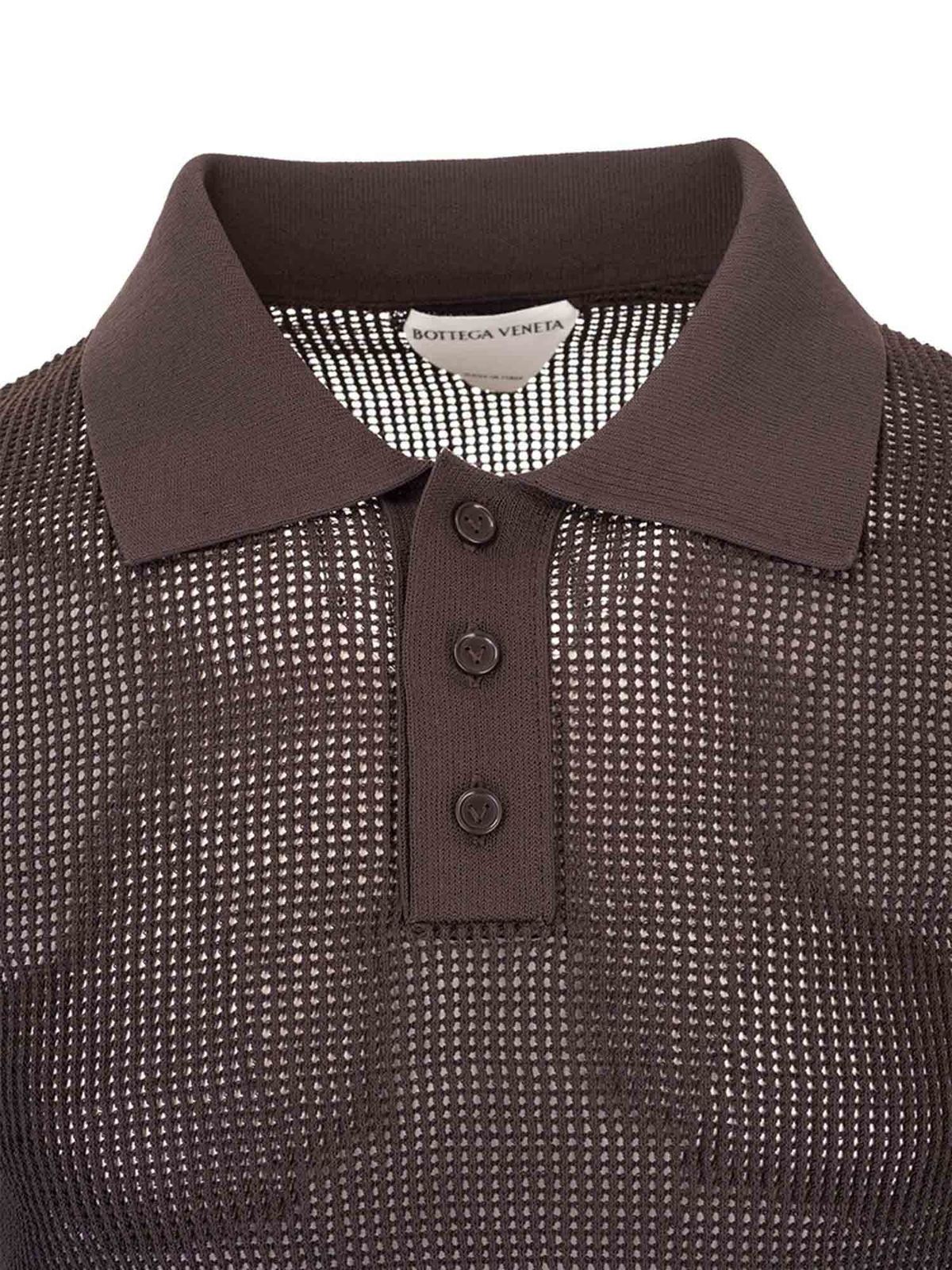 Polo shirts Bottega Veneta - Mesh polo shirt in brown