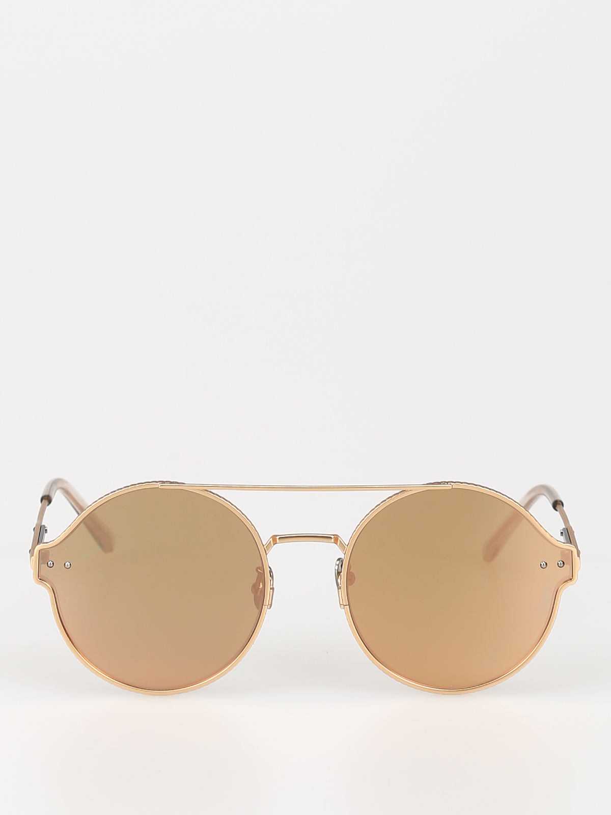 Bottega veneta shiny discount gold round sunglasses