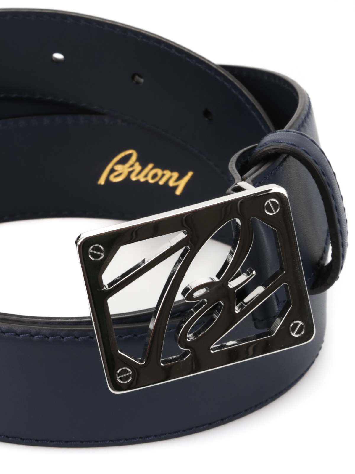 ベルト Brioni - Leather belt with logo buckle - OBB325PZ7119100