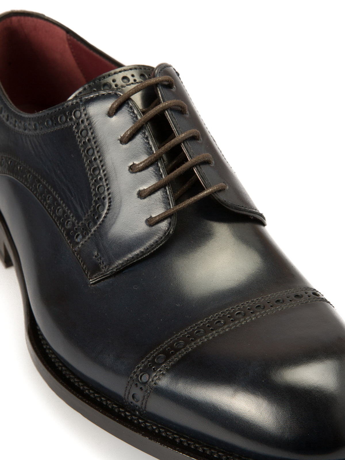 Shop Brioni Milano Derby Leather Shoes In Azul Oscuro