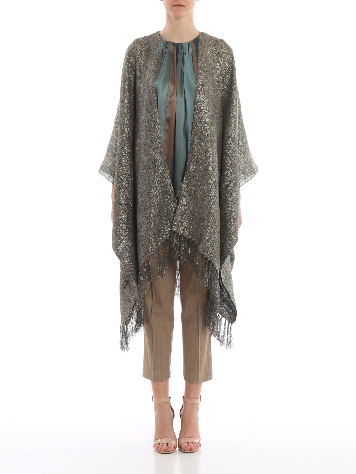 ブルネロクチネリケープポンチョ9/20、21限定¥80000 Brunello Cucinelli ケープ/ポンチョ - 金|MSCDARP86C6895