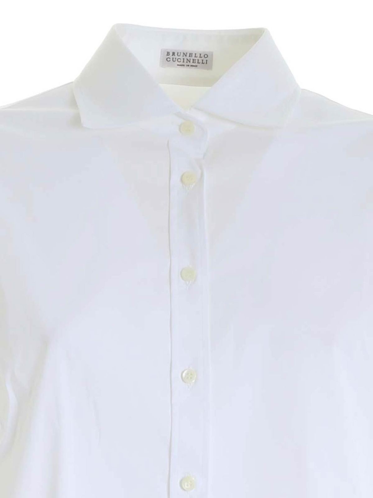 Shop Brunello Cucinelli Mini Beads On The Cuffs Shirt In White In Blanco
