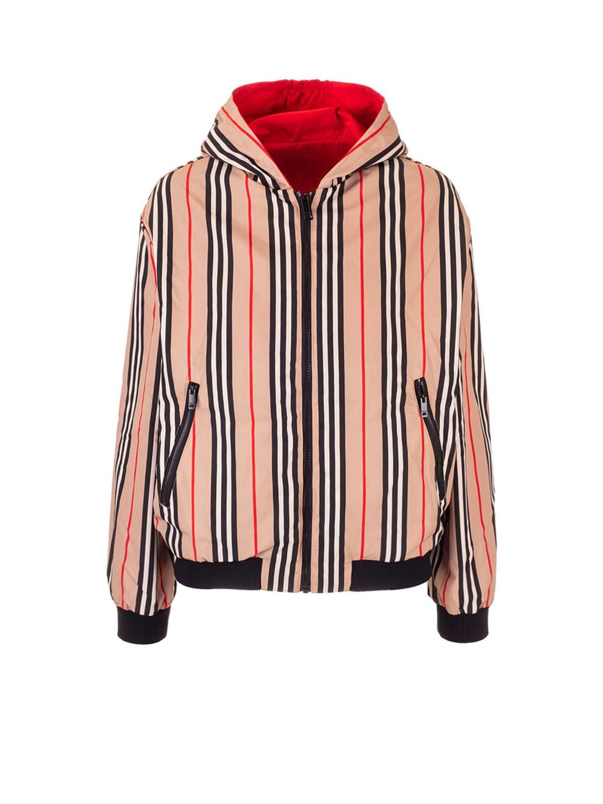 ジャケット・アウター BURBERRY reversible zip hoodie Burberry Reversible jacket with hood in red - Red - Boys