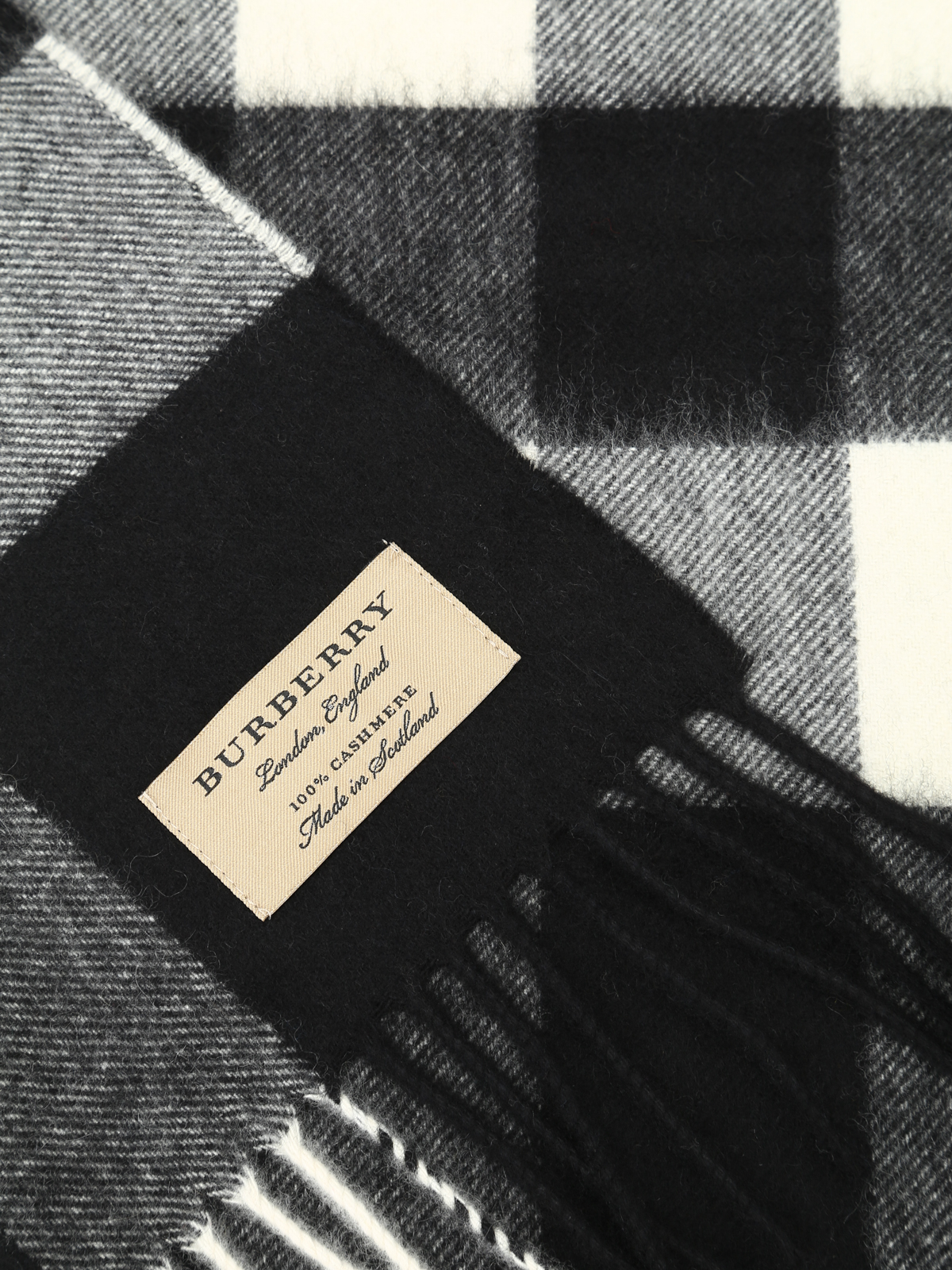 Burberry Half Mega Check cashmere scarf Black Women 4031055