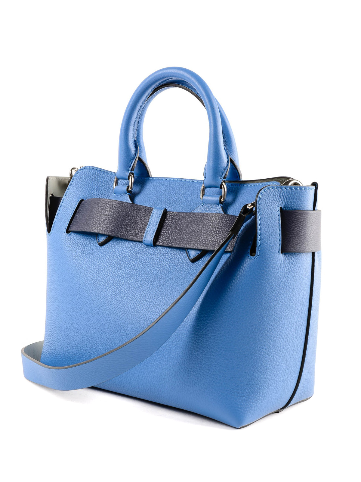 Burberry Blue/White Pebbled Leather Small Belt Bag