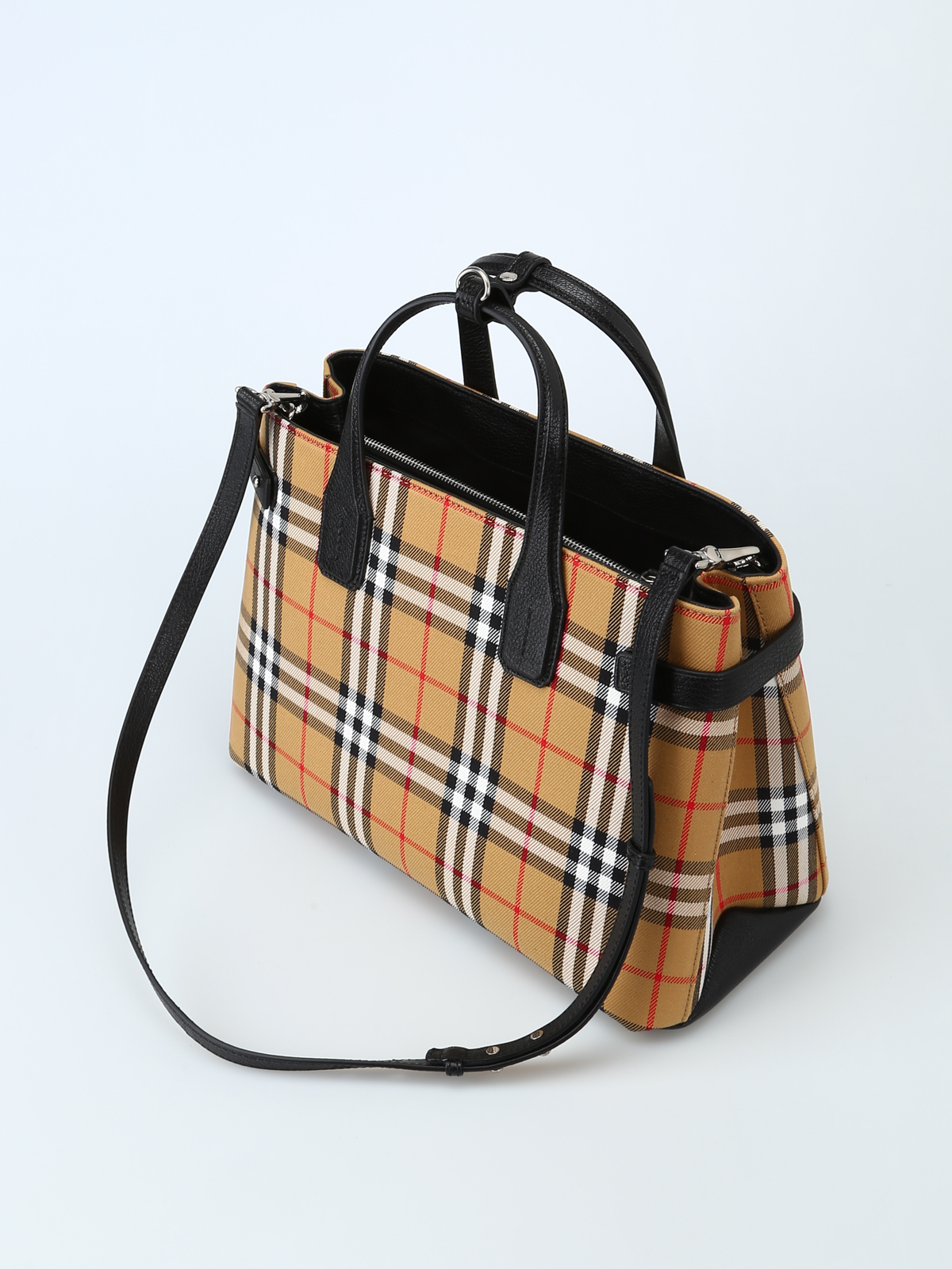 Totes bags Burberry - Vintage Check and black leather Banner M bag - 4076953